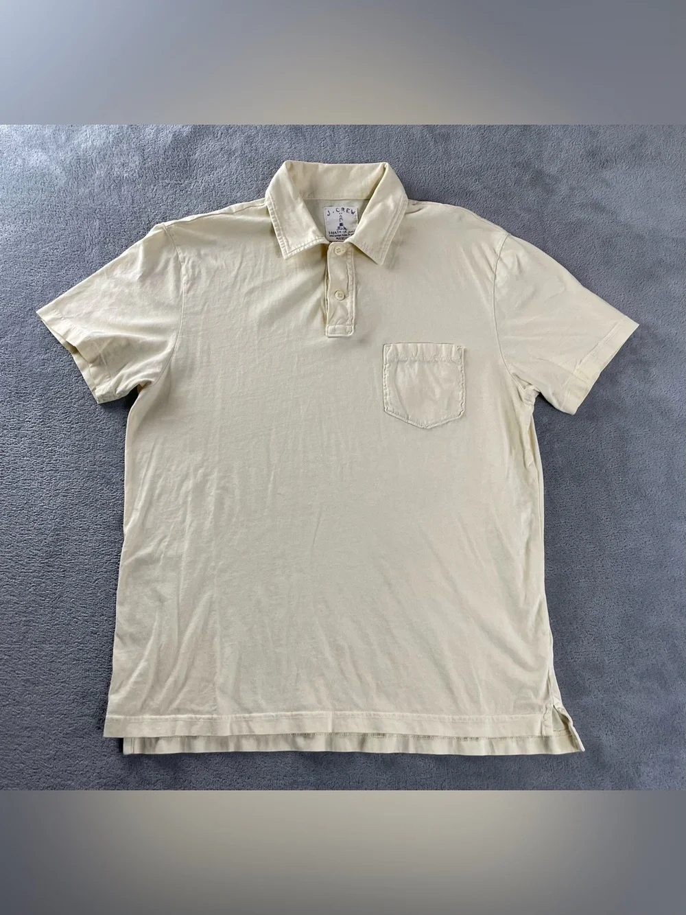 J.Crew Polo Shirt Sz M Short Sleeve Broken In Cotton Pocket Casual Light Yellow